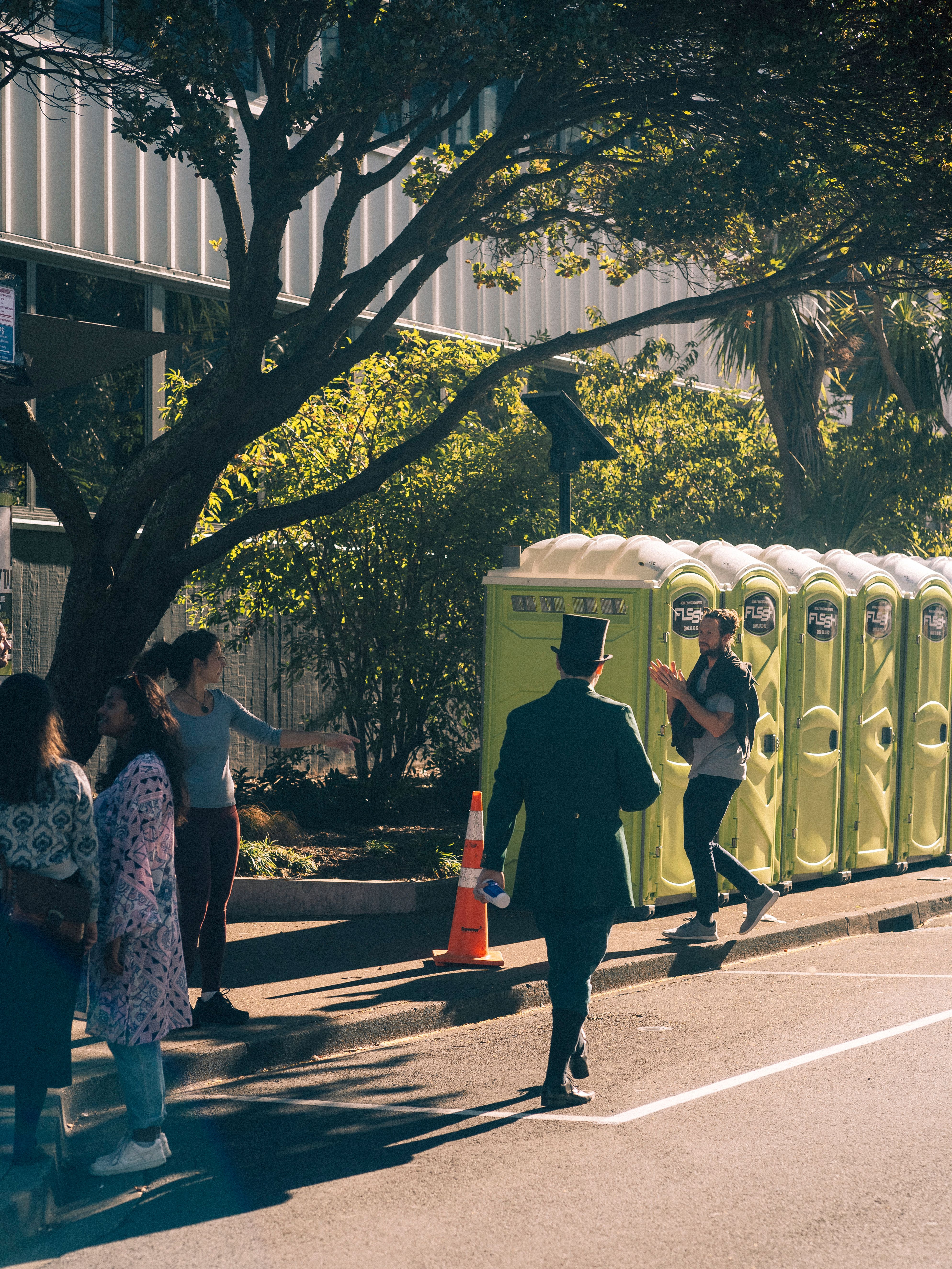 Long-term portable restroom placement