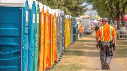 Construction portable toilet setup